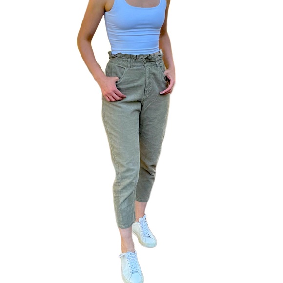 Zara corduroy paperback waist baggy pants, khaki, size 4 - Picture 8 of 9